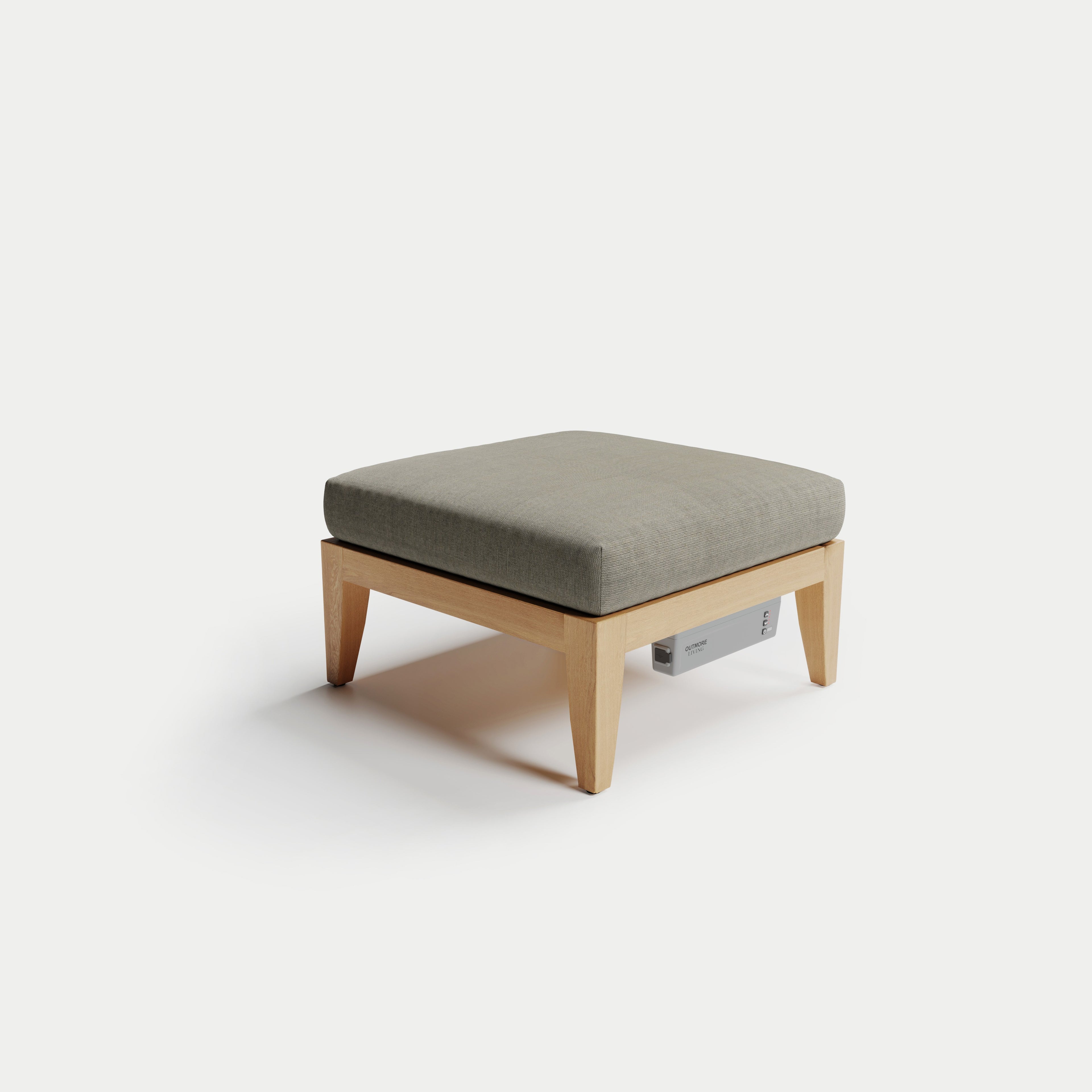 Heated Outdoor Teak Ottoman 