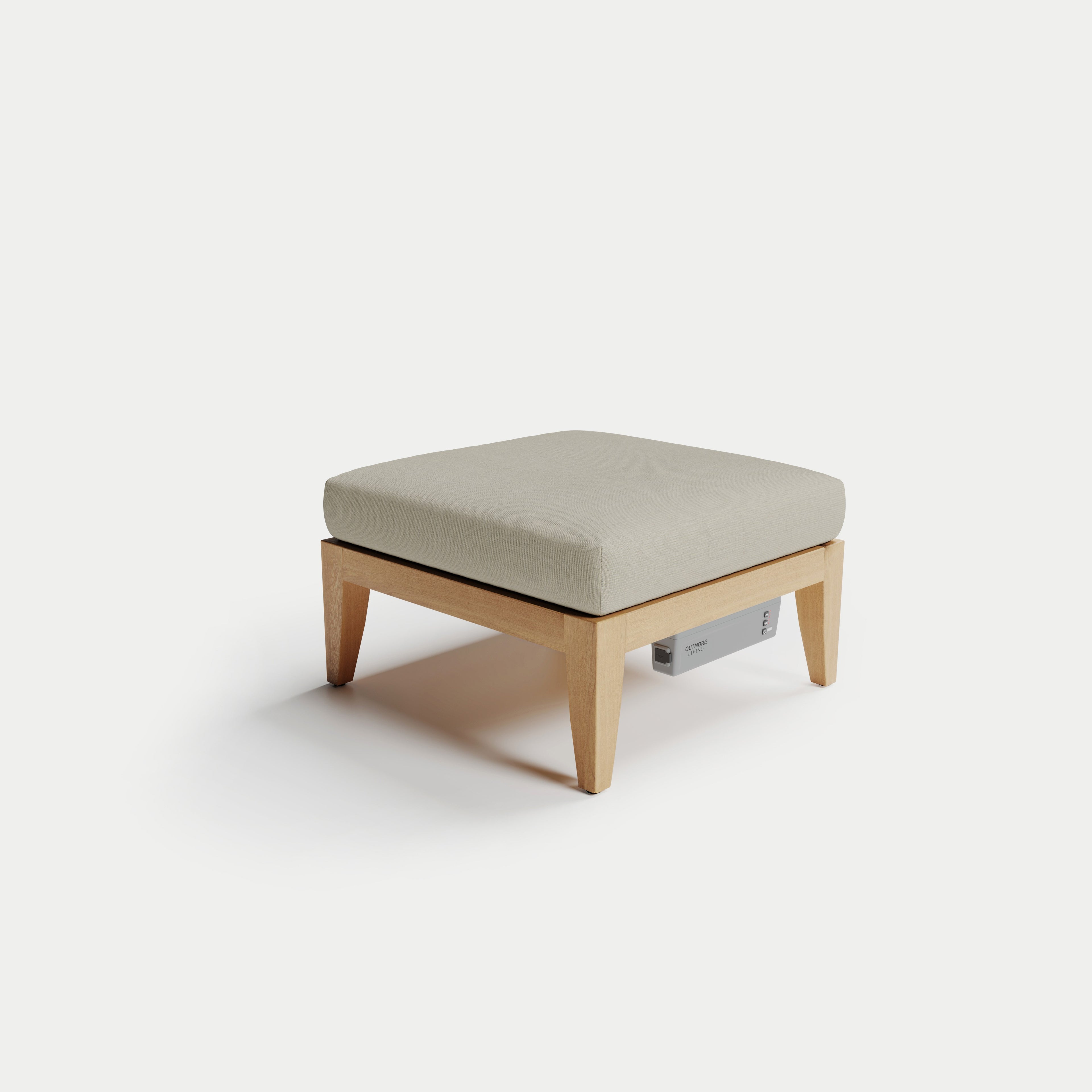 Heated Outdoor Teak Ottoman 