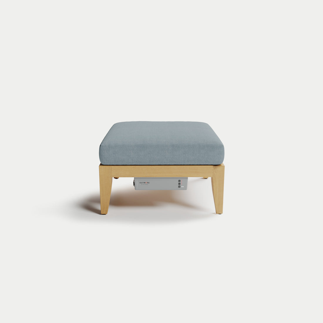 Heated Outdoor Teak Ottoman #fabric-color_seaglass