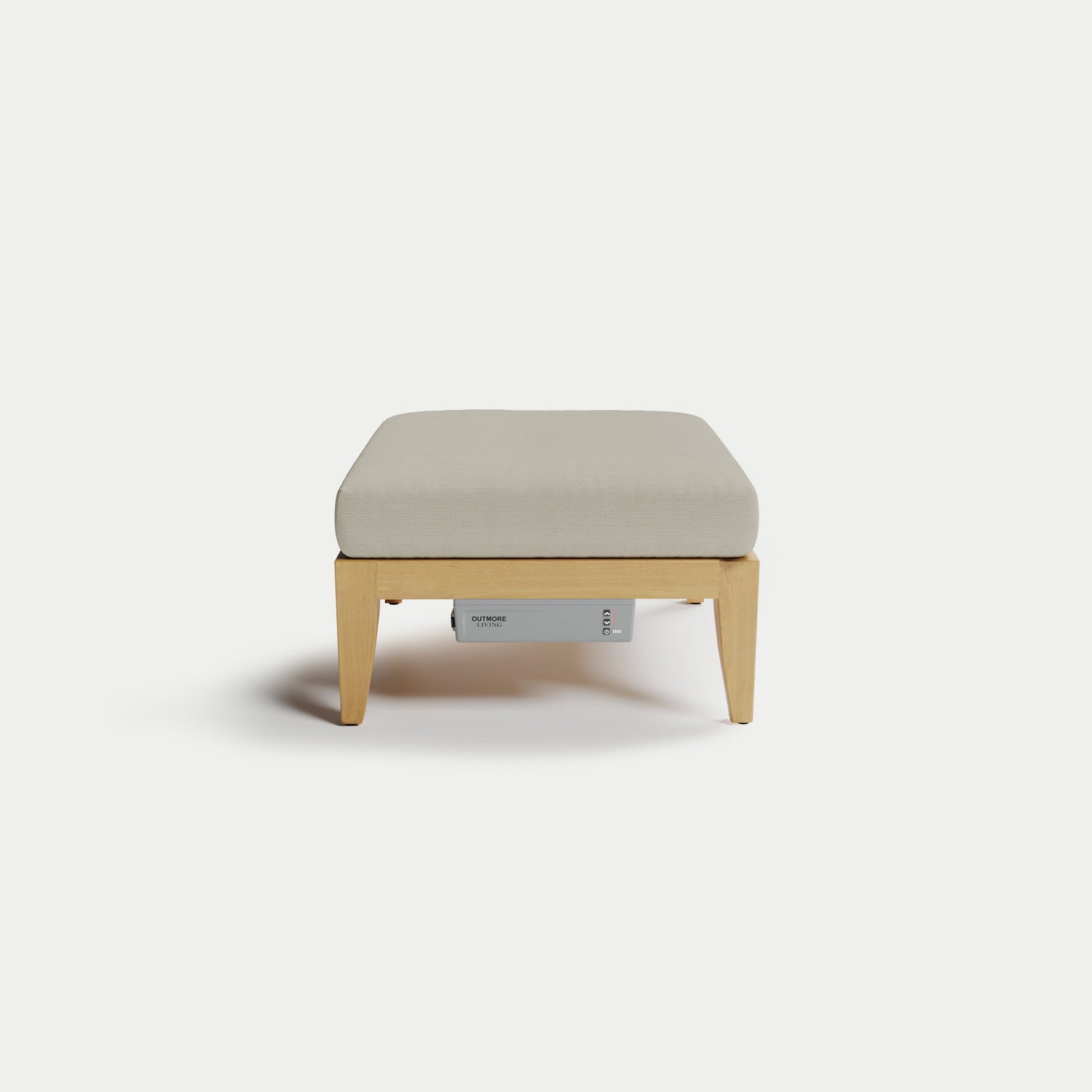 Heated Outdoor Teak Ottoman 