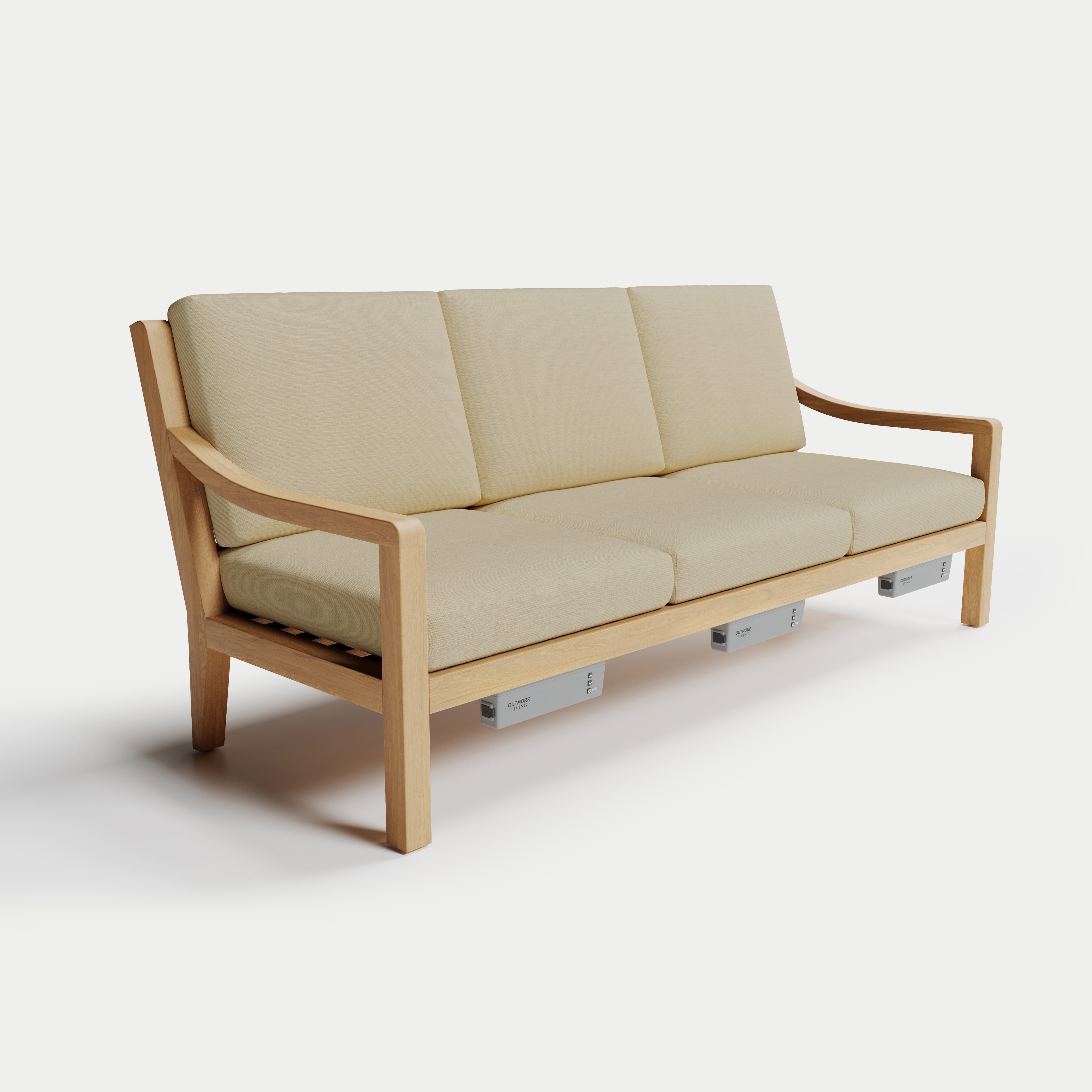 Heated Outdoor Teak Sofa 