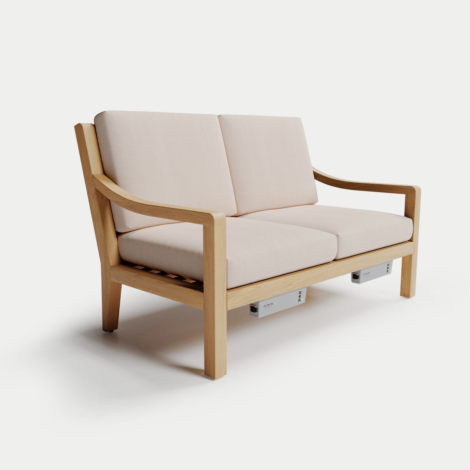 Heated Outdoor Teak Loveseat 