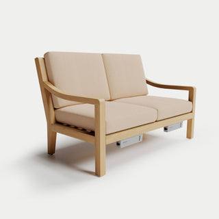 Heated Outdoor Teak Loveseat 