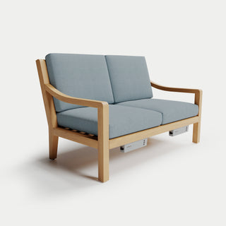 Heated Outdoor Teak Loveseat 