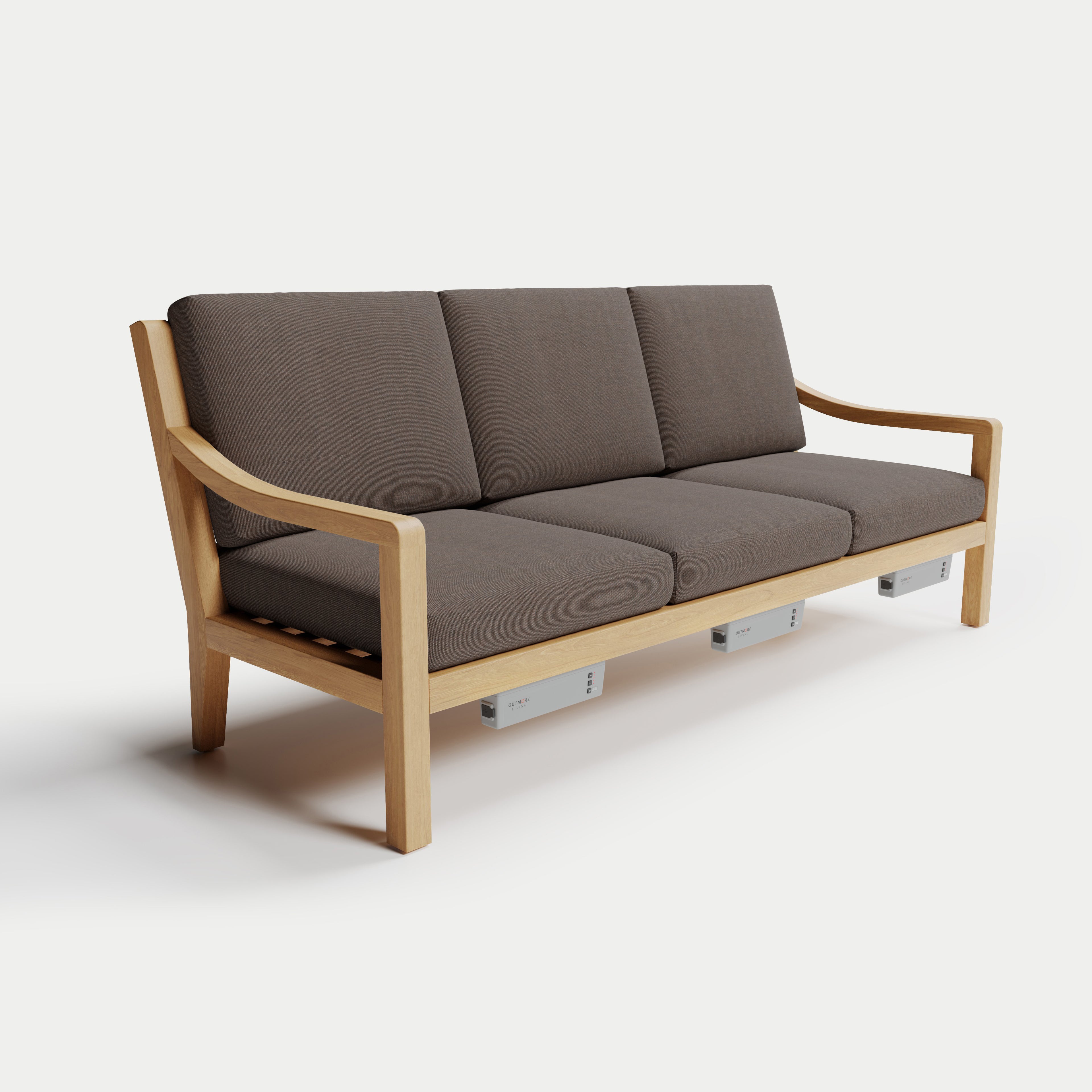 Heated Outdoor Teak Sofa 