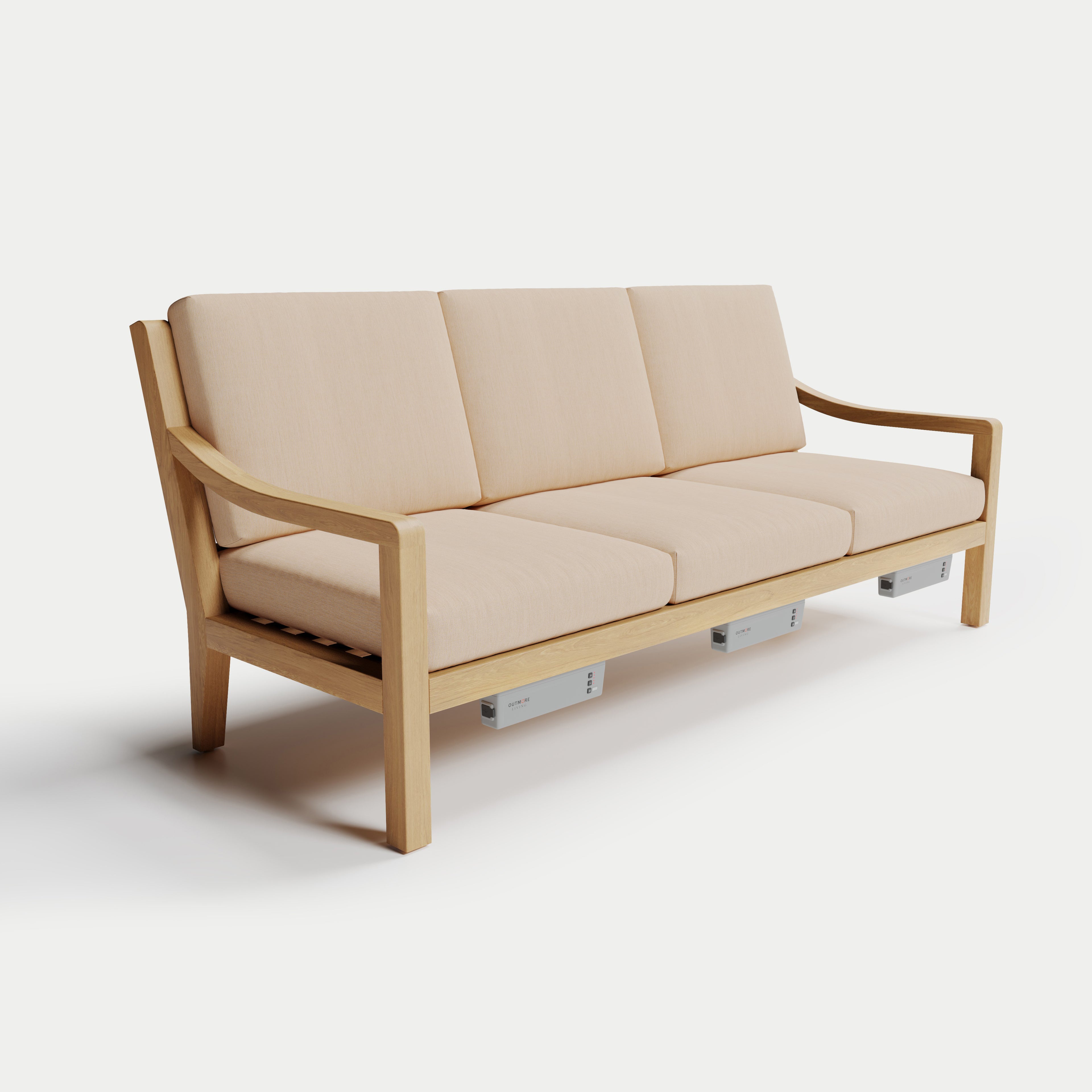 Heated Outdoor Teak Sofa 