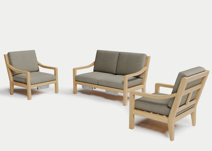 Heated Outdoor Teak Loveseat Set 