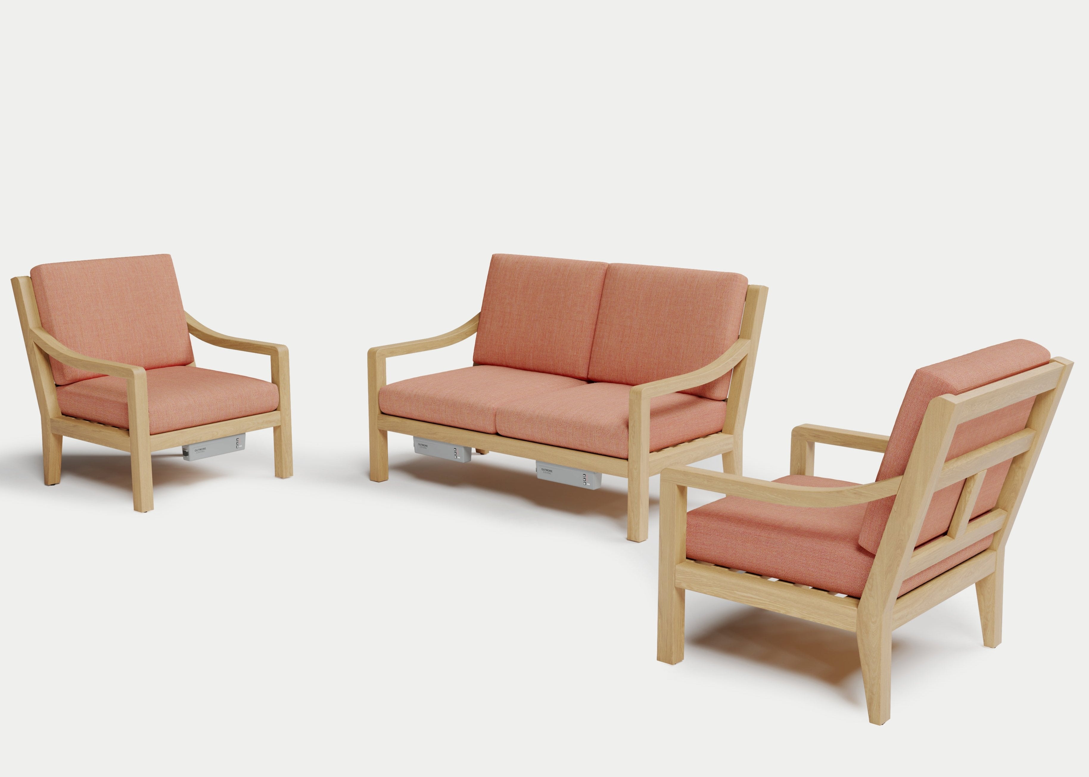 Heated Outdoor Teak Loveseat Set 