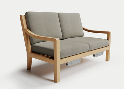 Heated Outdoor Teak Loveseat 