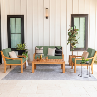 Heated Outdoor Teak Loveseat Set 