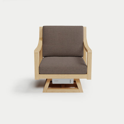 Heated Outdoor Teak Swivel Chair 