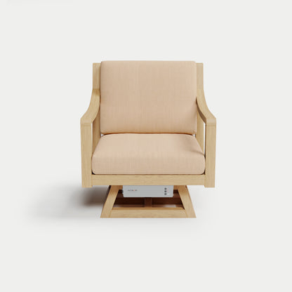 Heated Outdoor Teak Swivel Chair 