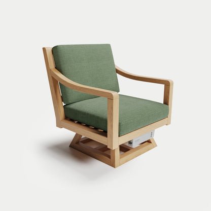 Heated Outdoor Teak Swivel Chair 