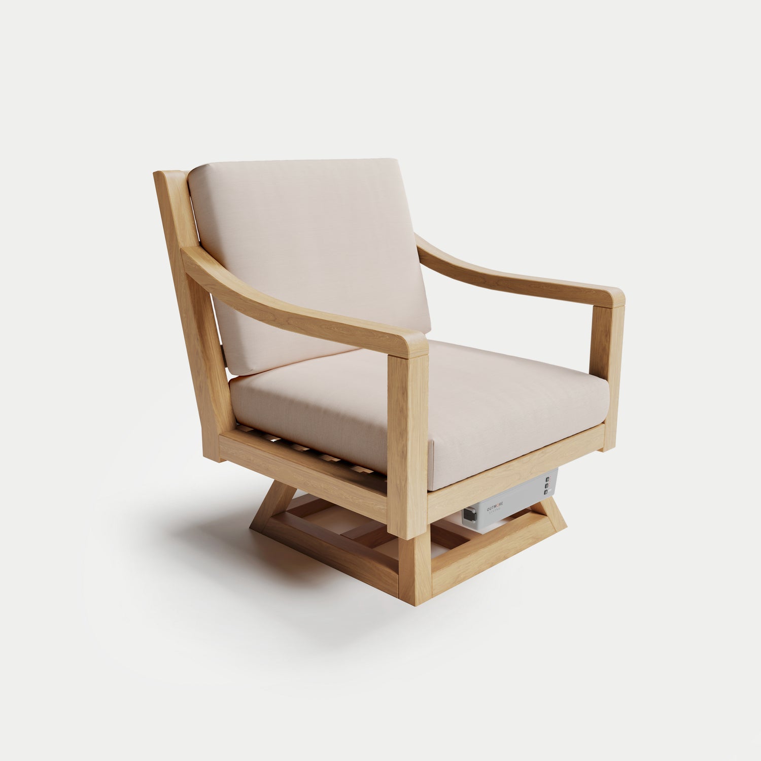Heated Outdoor Teak Swivel Chair 