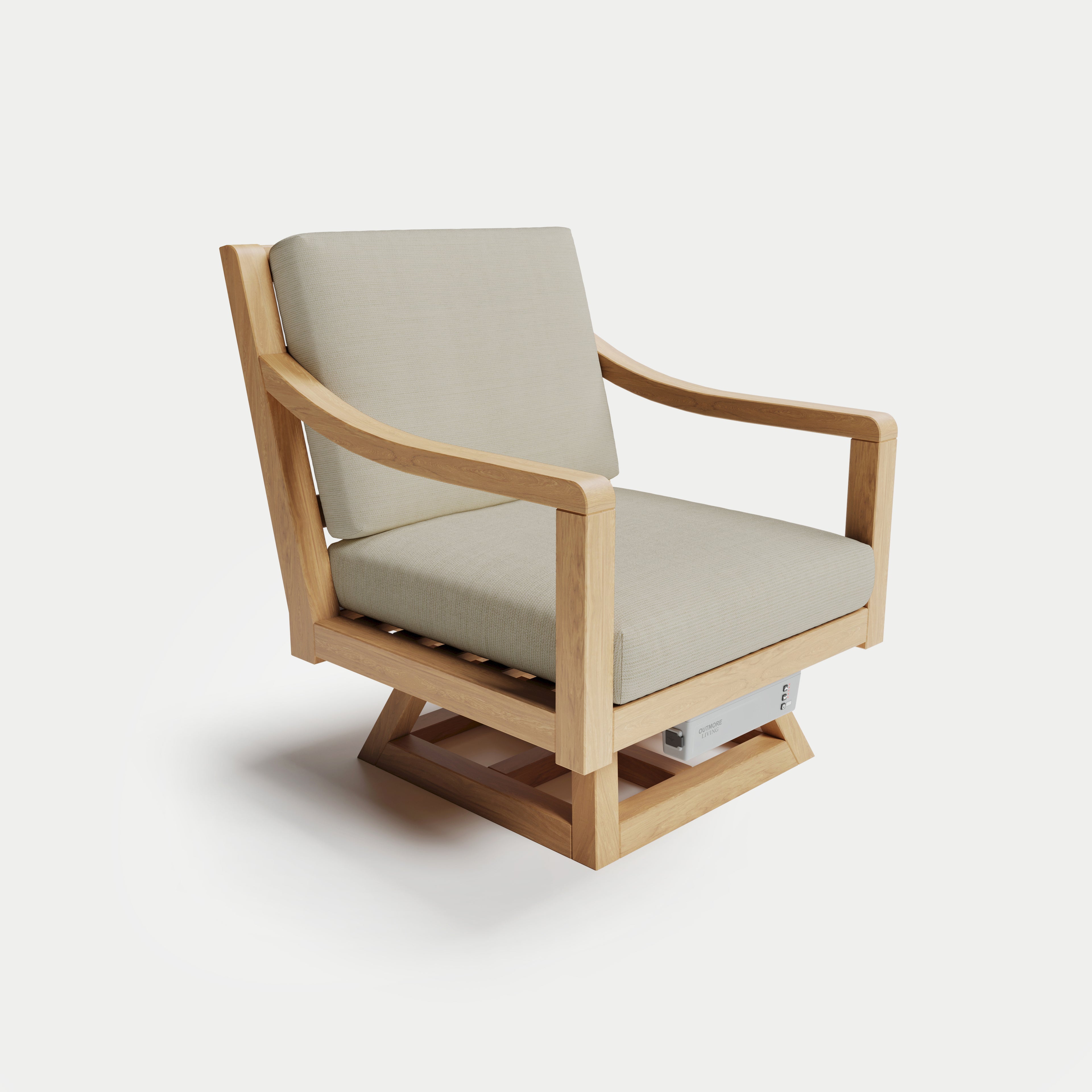 Heated Outdoor Teak Swivel Chair 