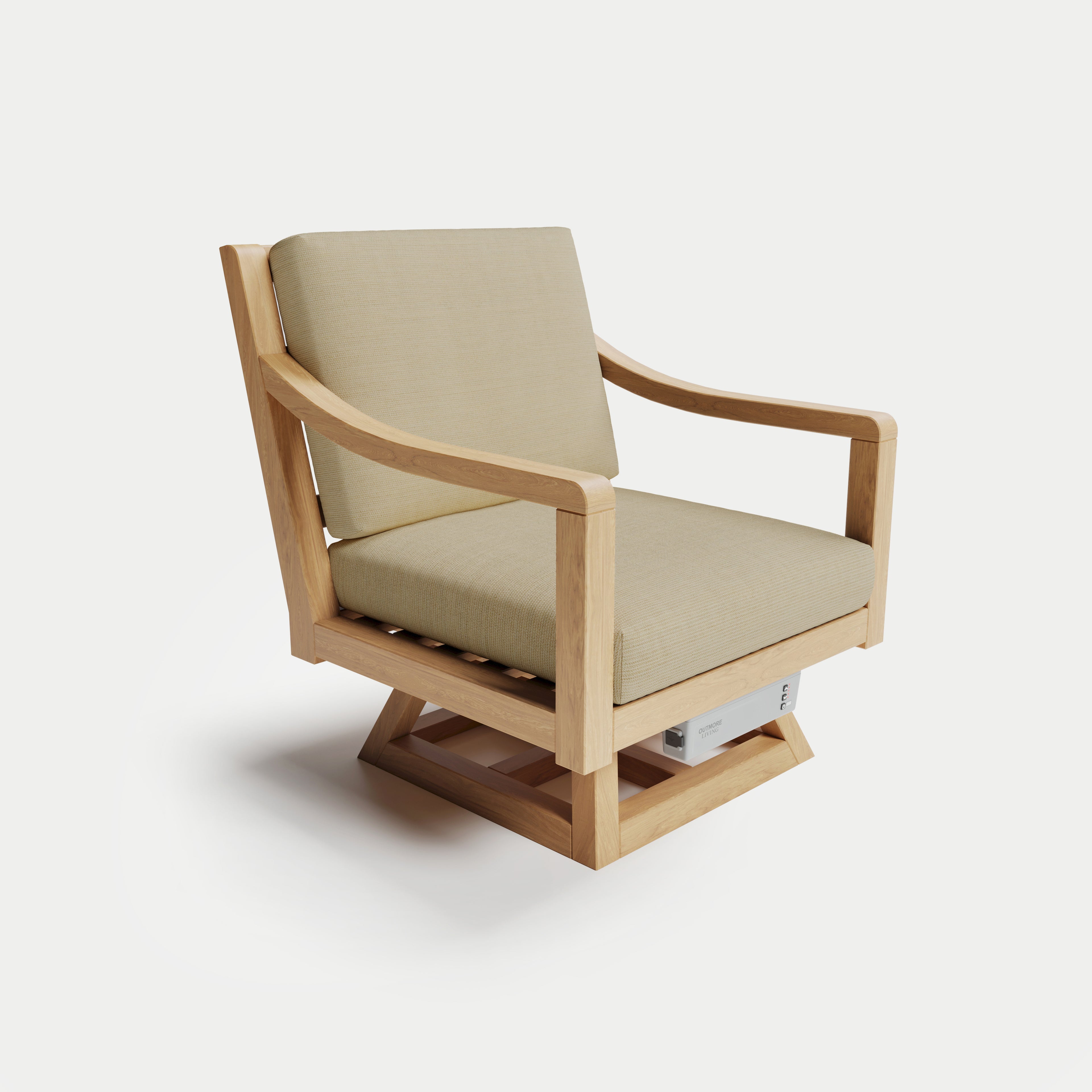 Heated Outdoor Teak Swivel Chair 