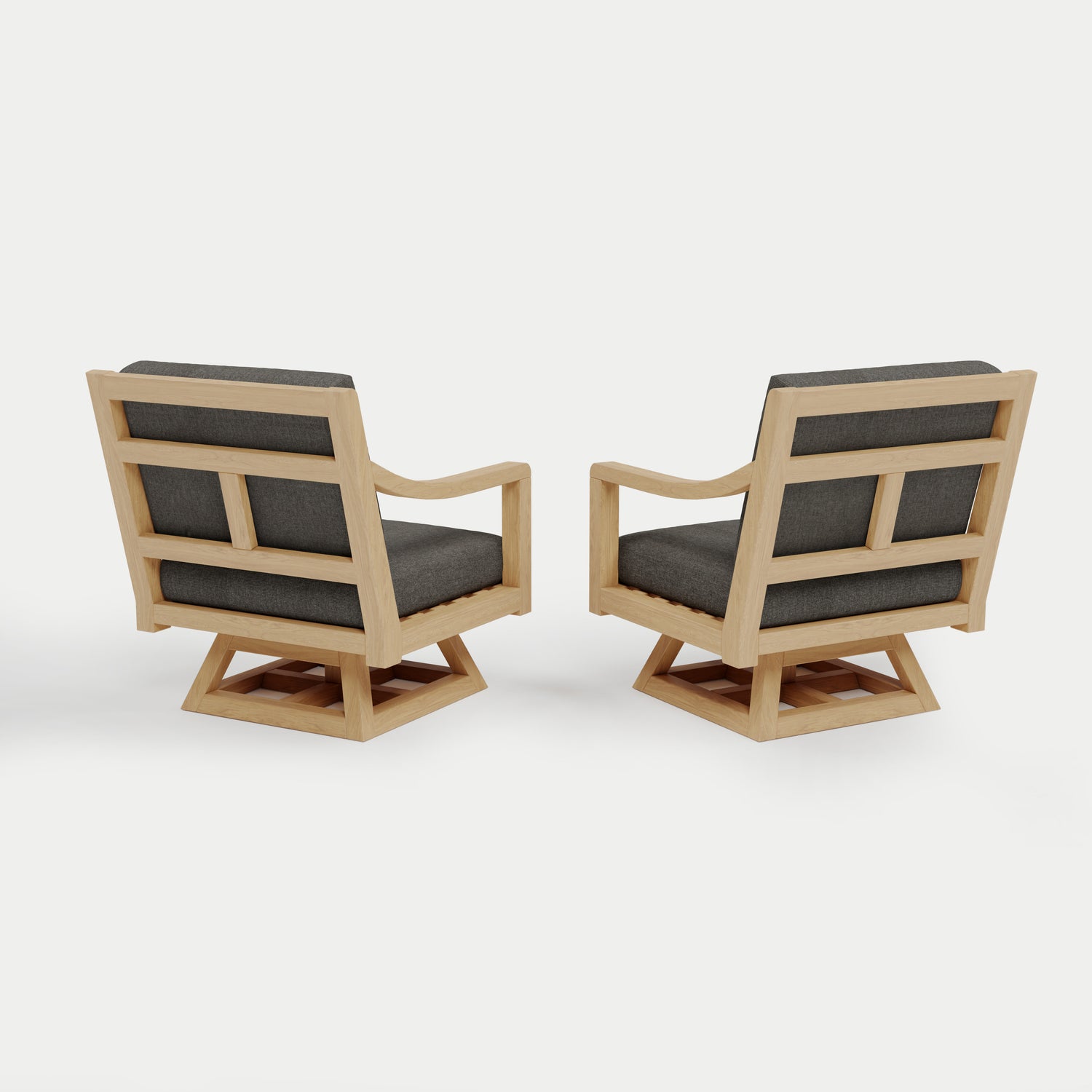 Heated Outdoor Teak 2 Swivel Set 