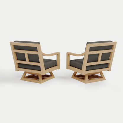 Heated Outdoor Teak 2 Swivel Set 