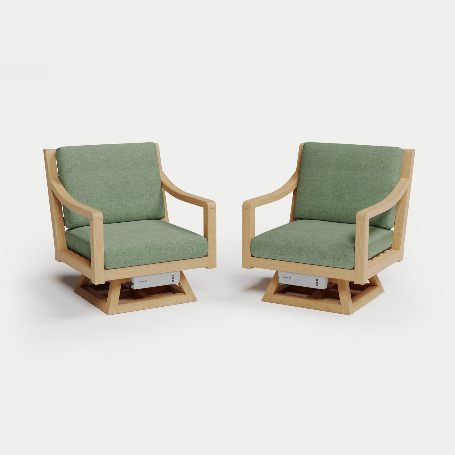 Heated Outdoor Teak 2 Swivel Set 