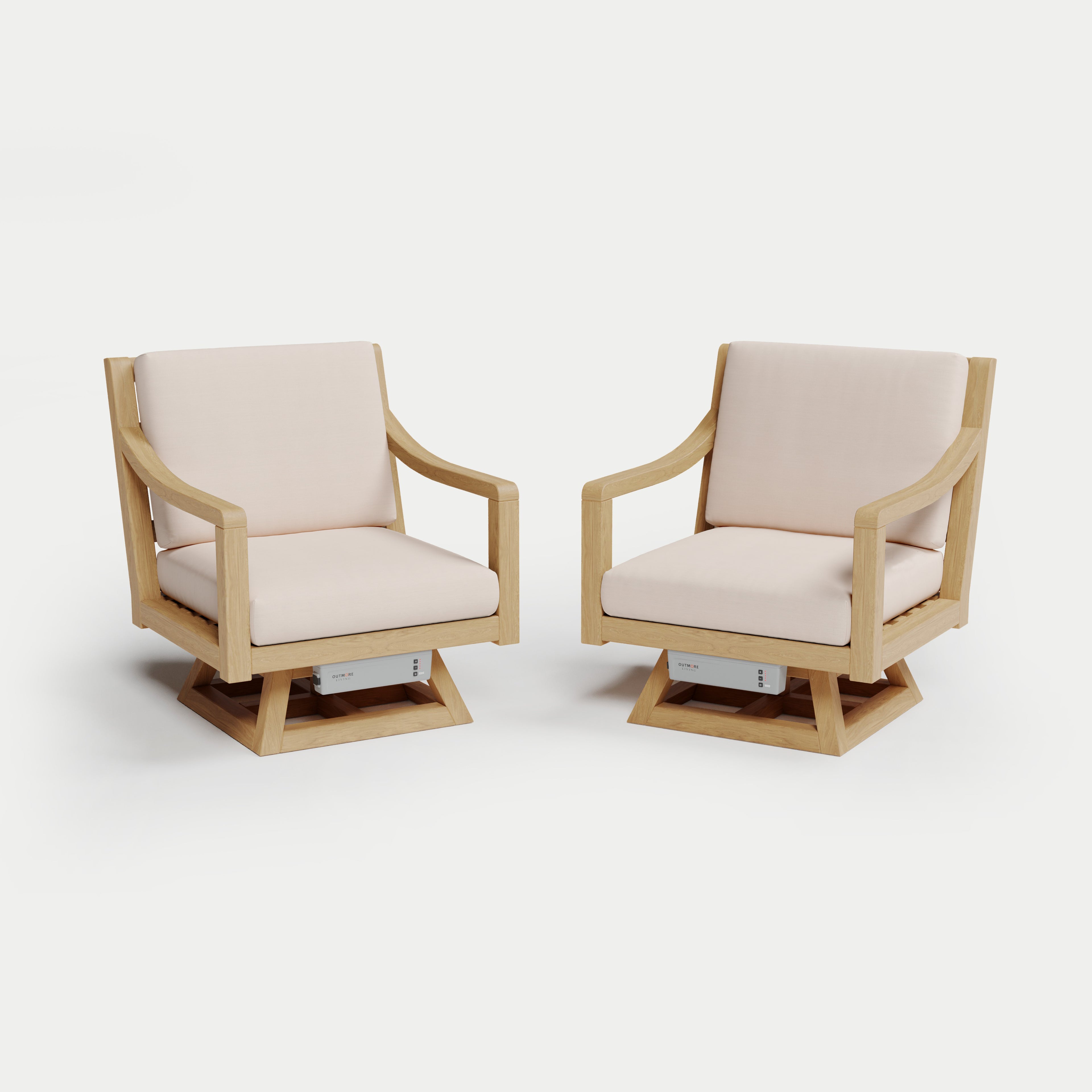 Heated Outdoor Teak 2 Swivel Set 