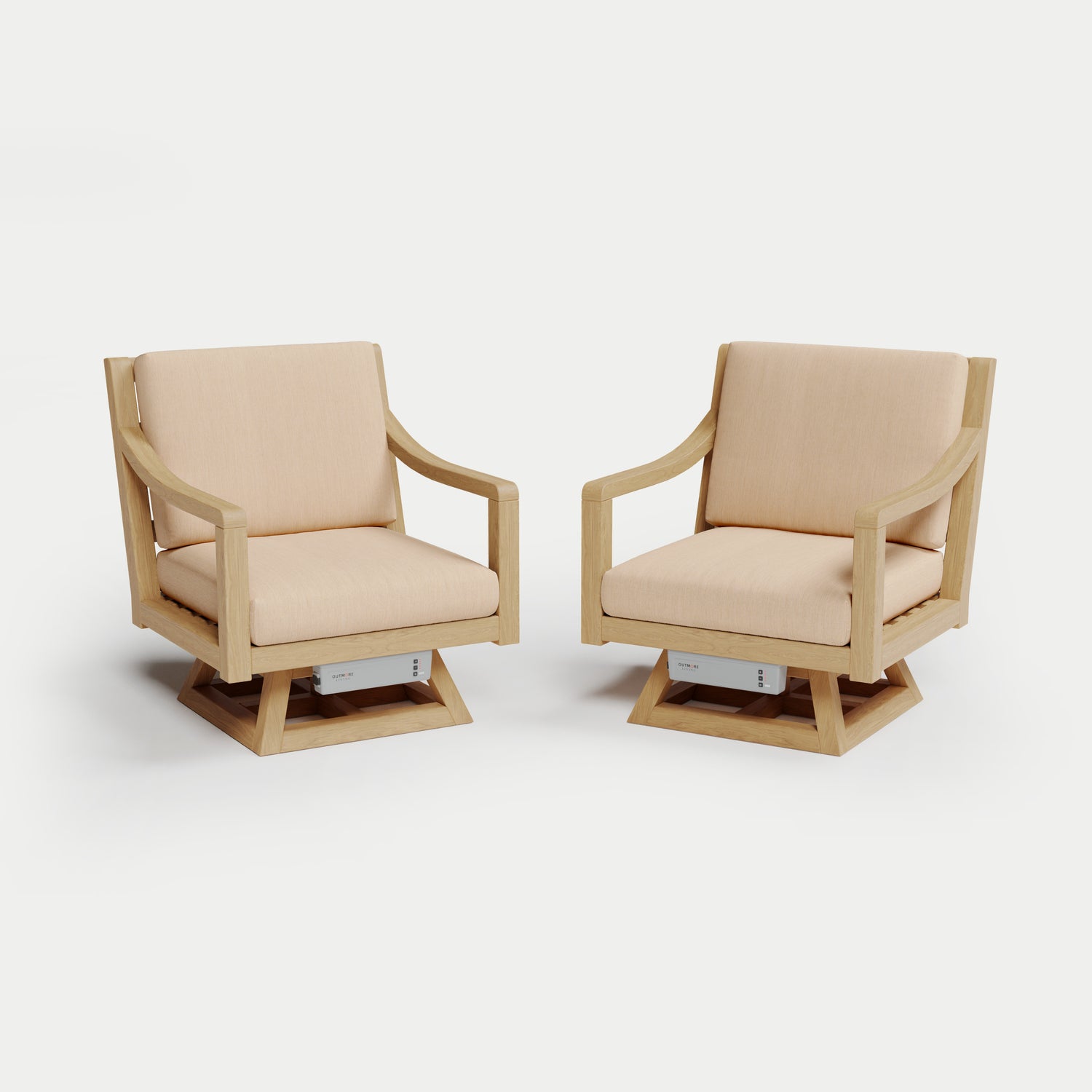 Heated Outdoor Teak 2 Swivel Set 