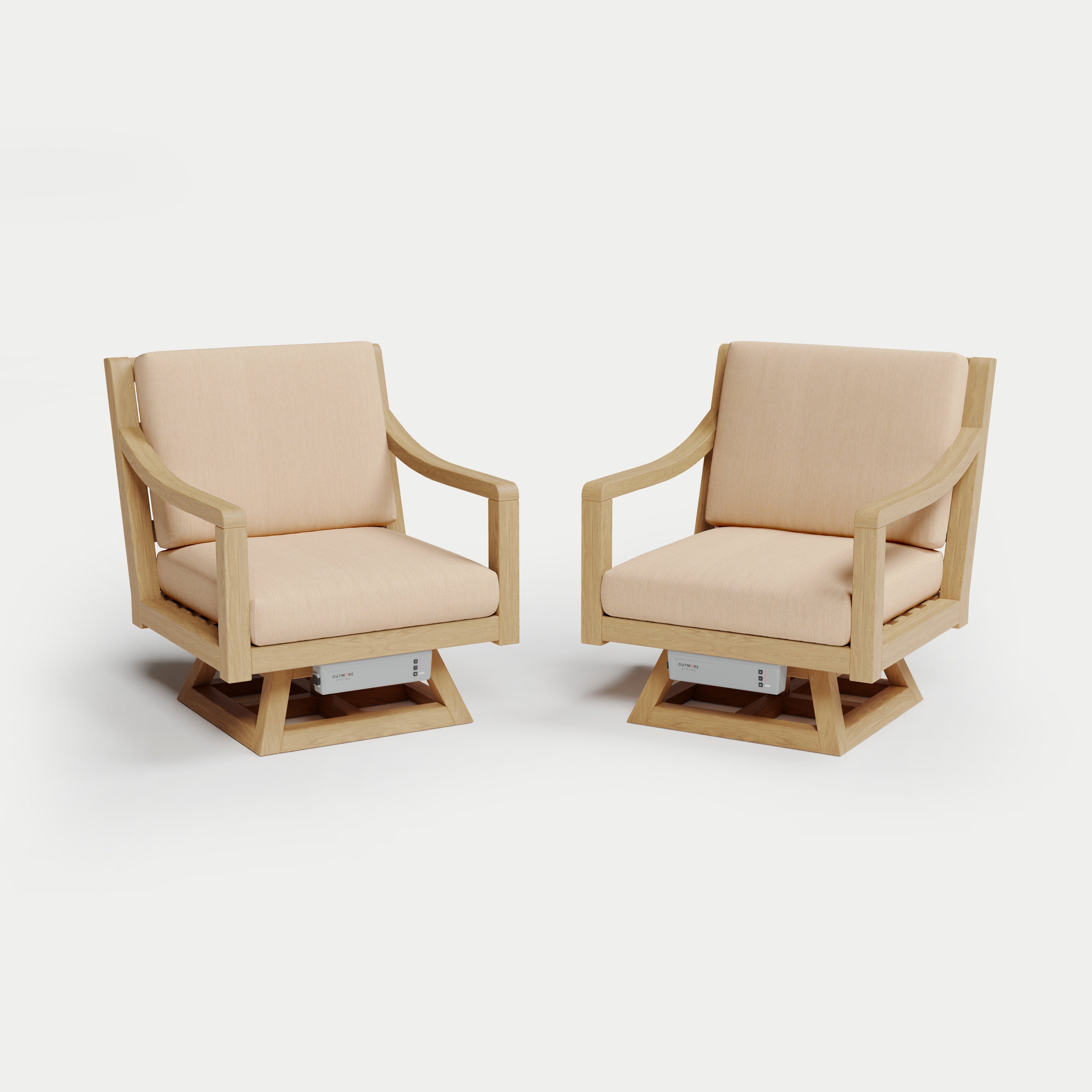 Heated Outdoor Teak 2 Swivel Set 