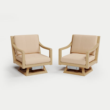 Heated Outdoor Teak 2 Swivel Set 