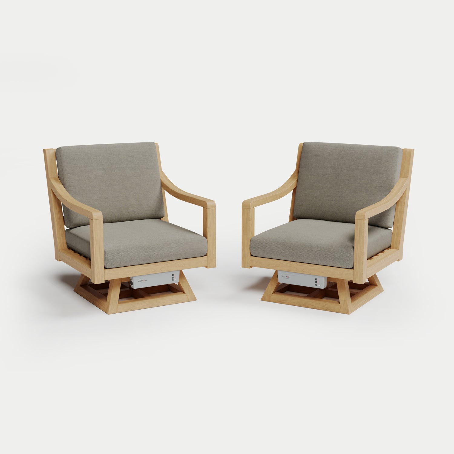 Heated Outdoor Teak 2 Swivel Set 