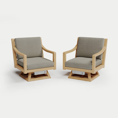 Heated Outdoor Teak 2 Swivel Set 