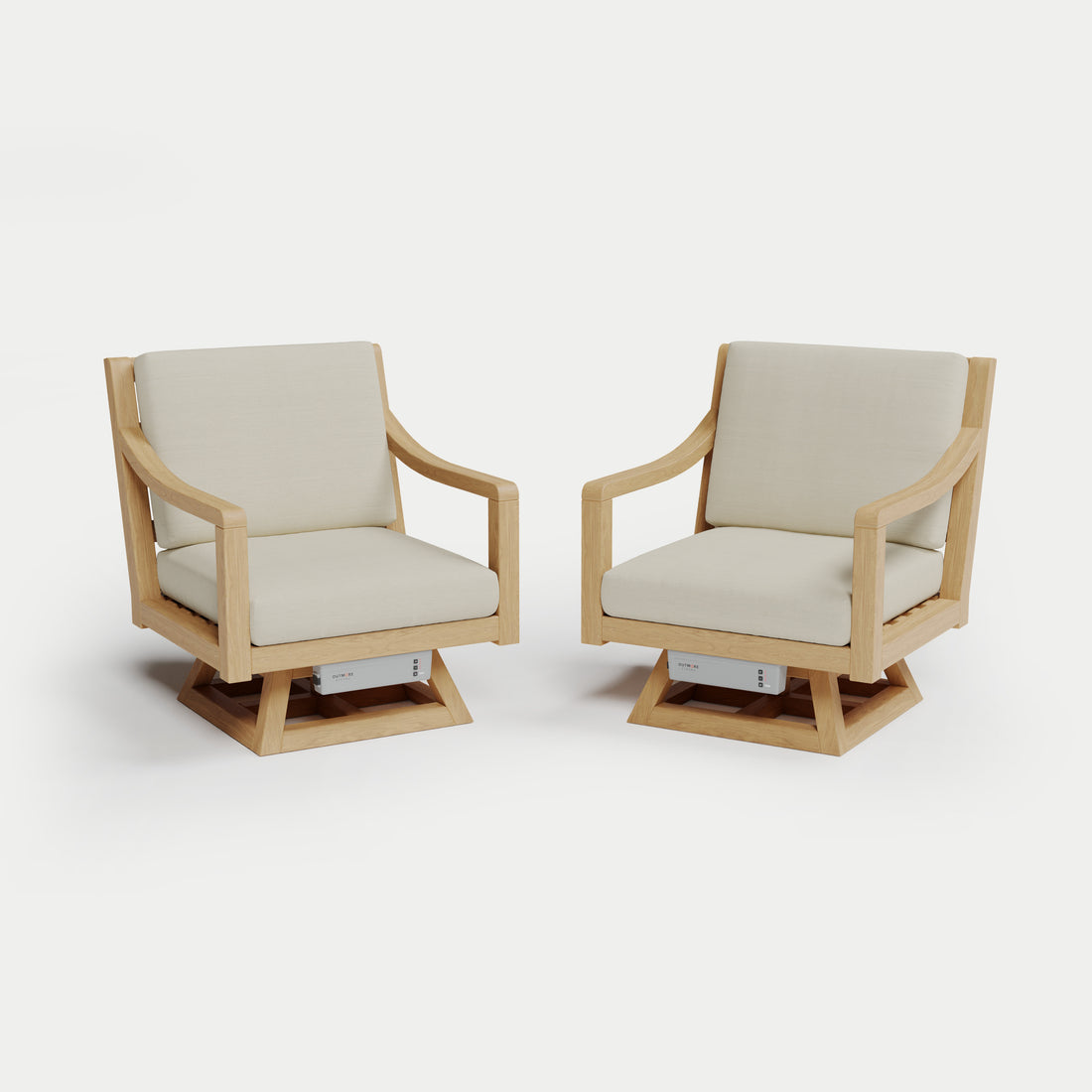 Heated Outdoor Teak 2 Swivel Set 