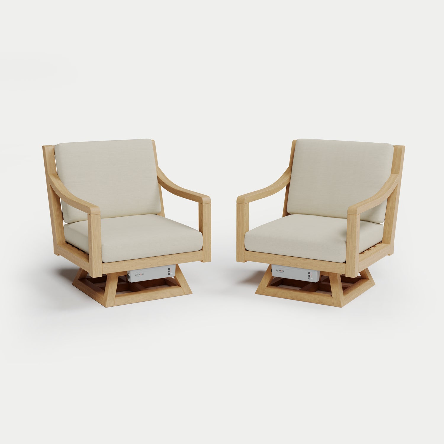 Heated Outdoor Teak 2 Swivel Set 