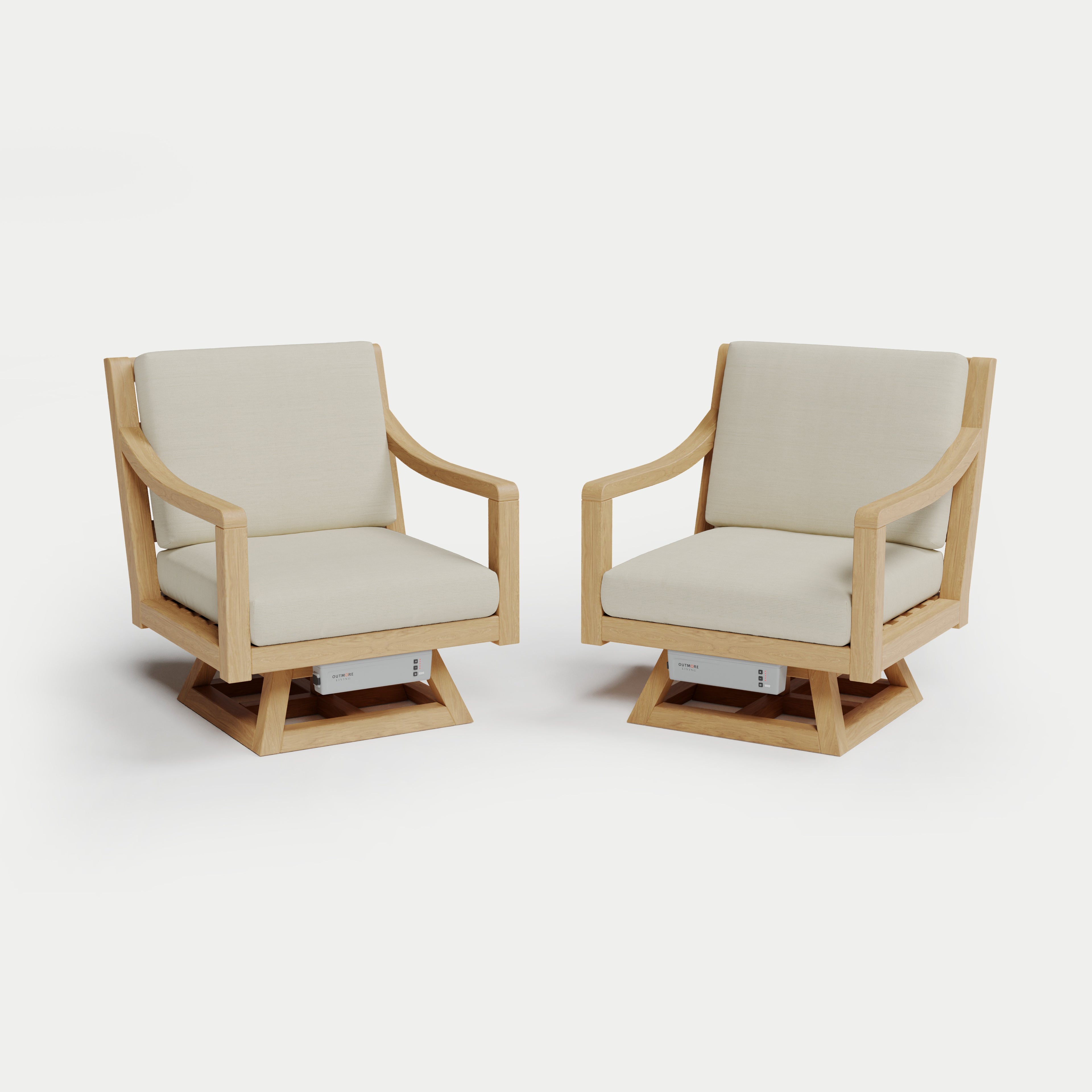 Heated Outdoor Teak 2 Swivel Set 