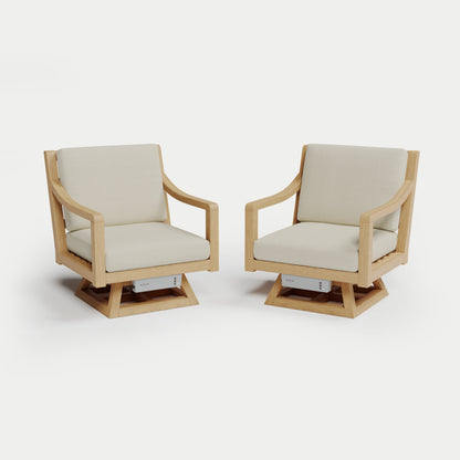 Heated Outdoor Teak 2 Swivel Set 