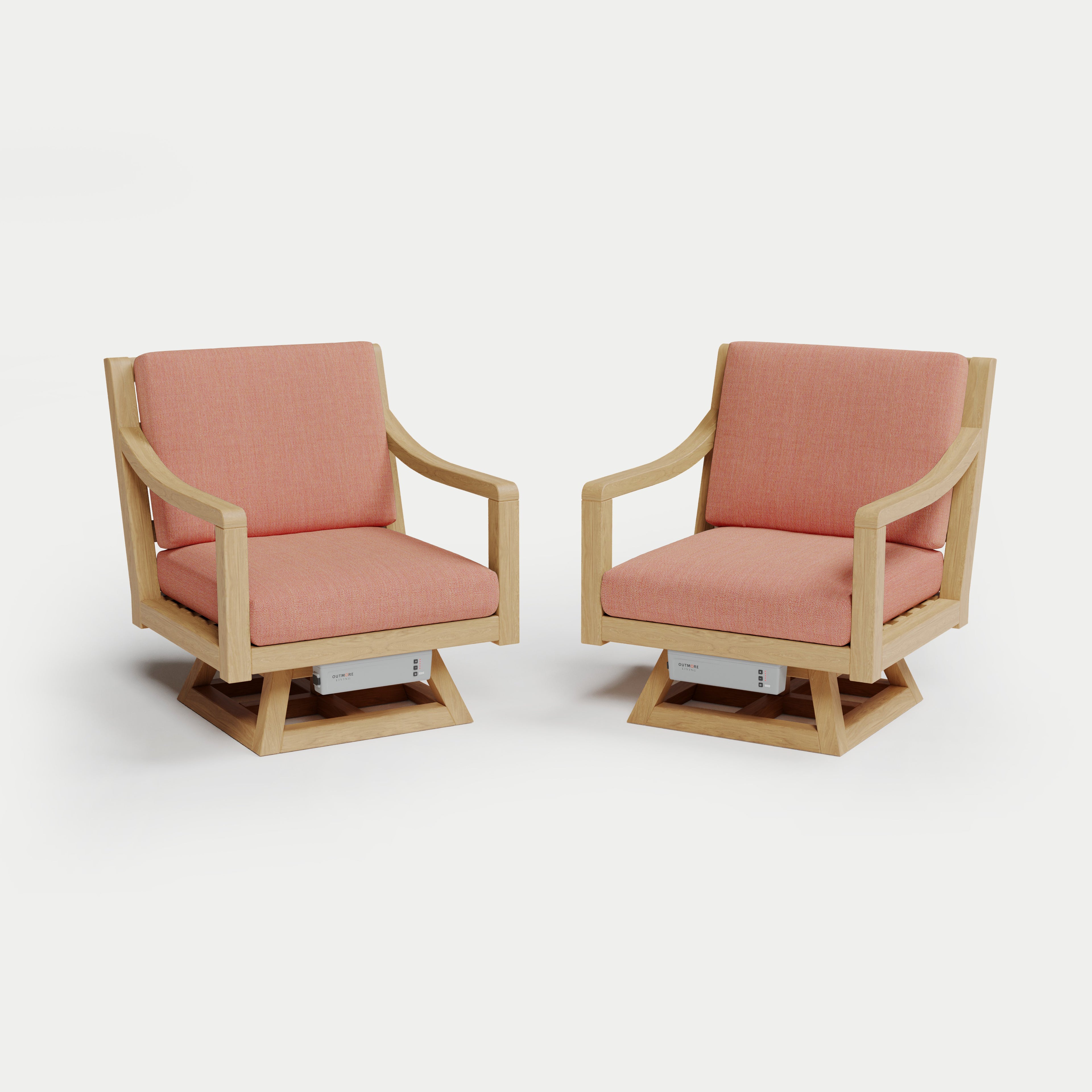 Heated Outdoor Teak 2 Swivel Set 