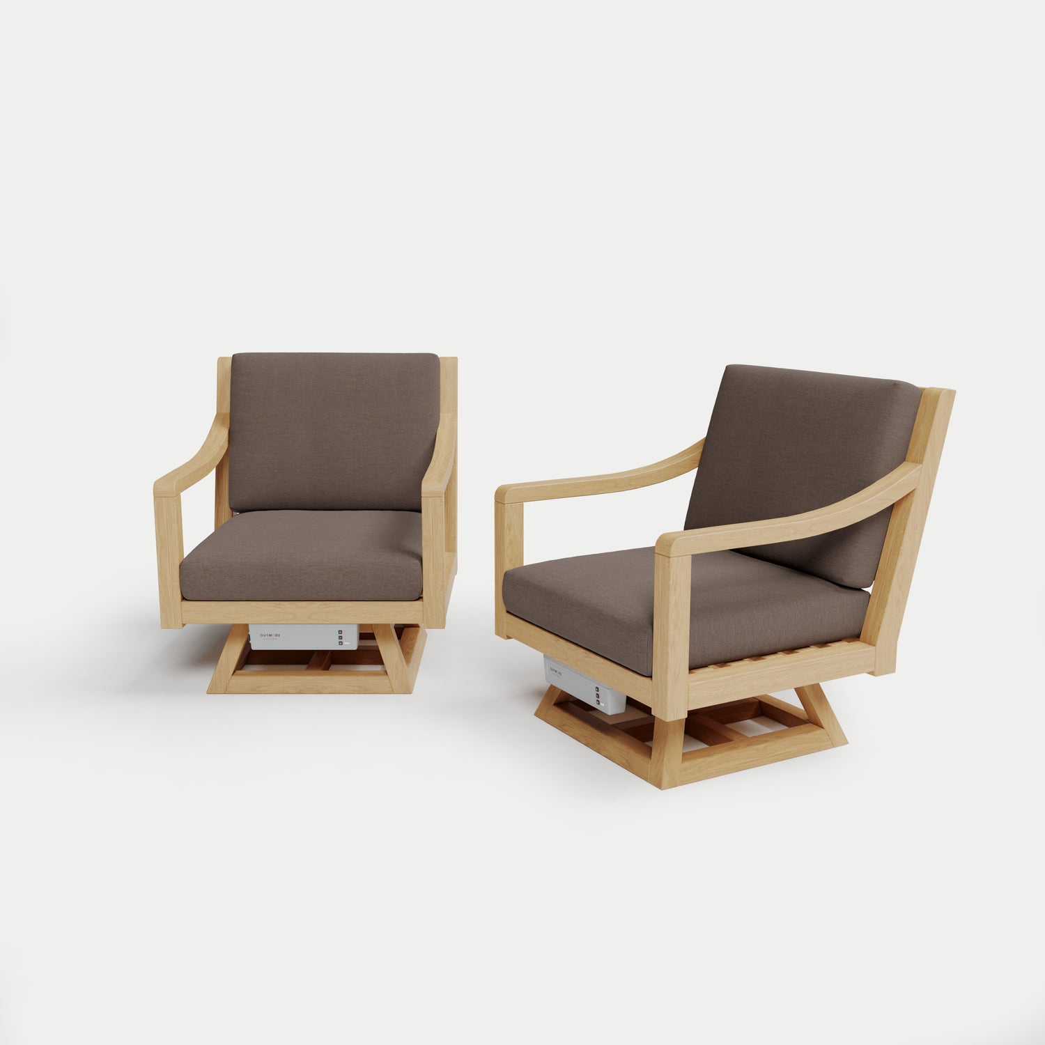 Heated Outdoor Teak 2 Swivel Set 