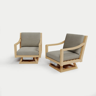 Heated Outdoor Teak 2 Swivel Set 