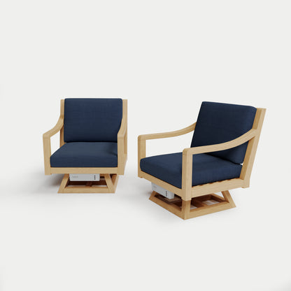 Heated Outdoor Teak 2 Swivel Set 