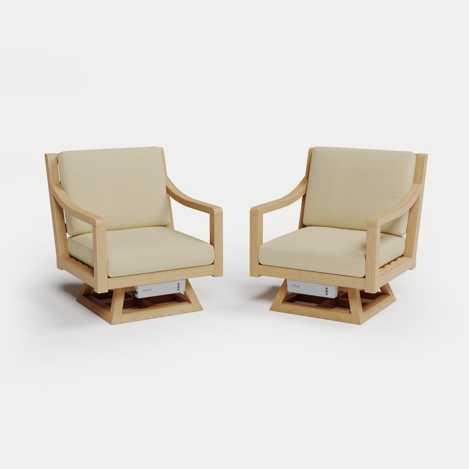 Heated Outdoor Teak 2 Swivel Set 