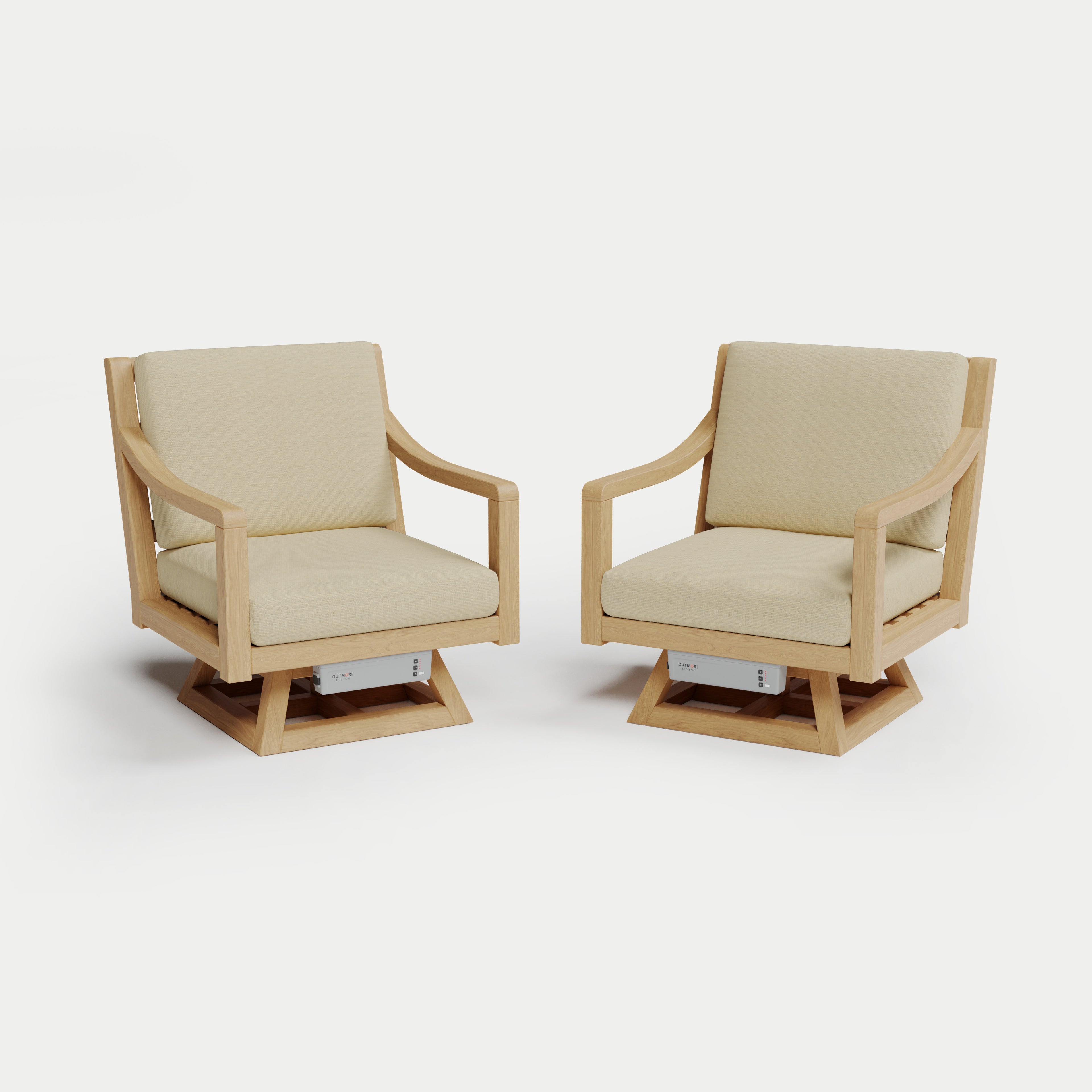 Heated Outdoor Teak 2 Swivel Set 