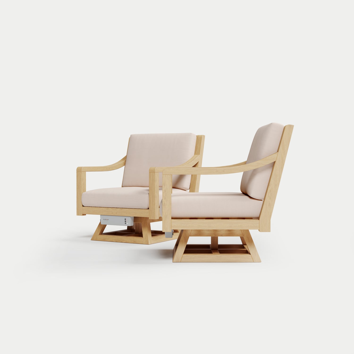 Heated Outdoor Teak 2 Swivel Set 